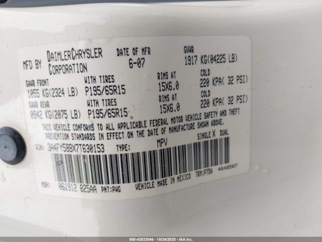 2007 CHRYSLER PT CRUISER 3A4FY58BX7T630153 Photo 8