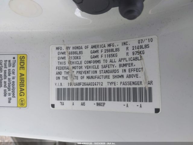 2010 ACURA TL 19UUA8F26AA024712 Photo 8