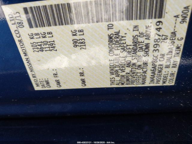 2016 NISSAN MAXIMA 1N4AA6AP8GC398749 Photo 8