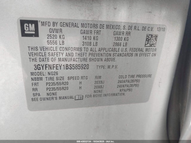 2011 CADILLAC SRX 3GYFNFEY1BS585920 Photo 8