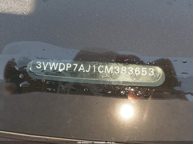 Aukcja sprzedaży 2012 Volkswagen Jetta 2.5l Se, vin: 3VWDP7AJ1CM383653, numer aukcji: 43532177