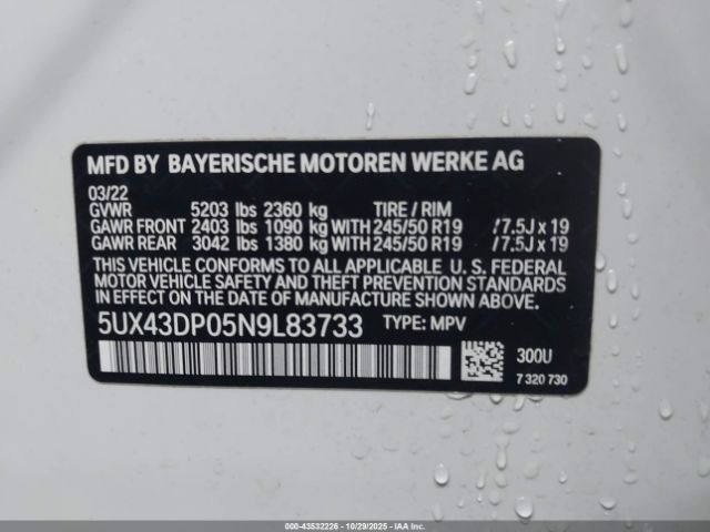 2022 BMW X3 5UX43DP05N9L83733 Photo 8