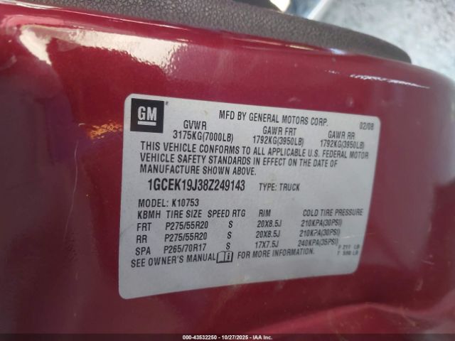 2008 CHEVROLET SILVERADO 1500 1GCEK19J38Z249143 Photo 8