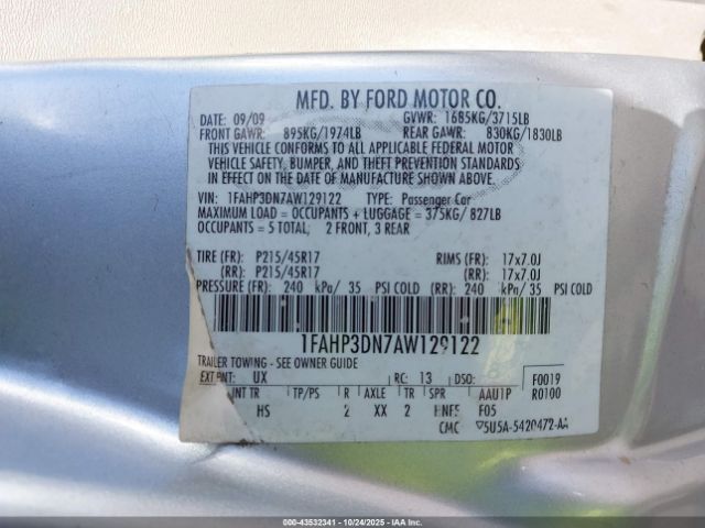 2010 FORD FOCUS 1FAHP3DN7AW129122 Photo 8