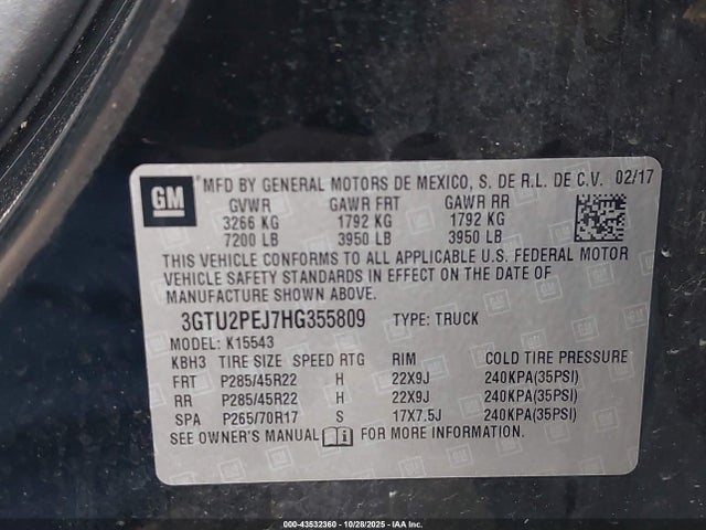 Продажа на аукционе авто 2017 Gmc Sierra 1500 Denali, vin: 3GTU2PEJ7HG355809, номер лота: 43532360