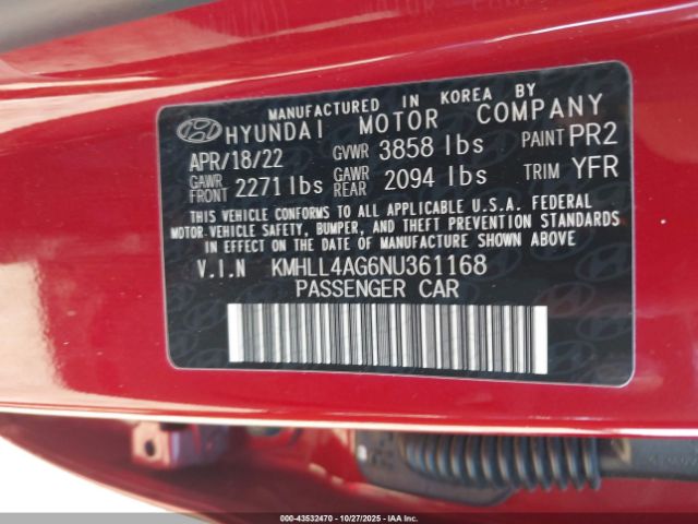 2022 HYUNDAI ELANTRA KMHLL4AG6NU361168 Photo 8
