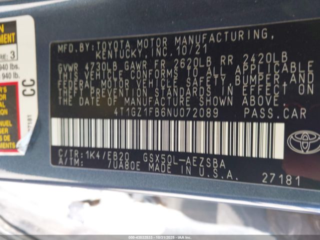 2022 TOYOTA AVALON 4T1GZ1FB6NU072089 Photo 8