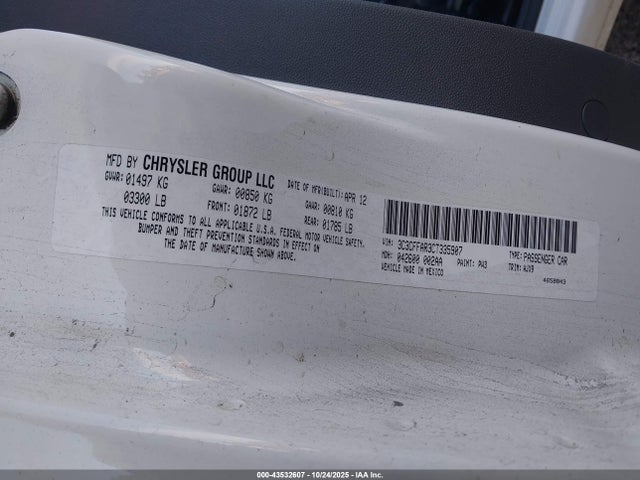 2012 FIAT 500 3C3CFFAR3CT335907 Photo 8