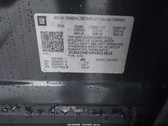 2019 CHEVROLET EQUINOX 2GNAXHEVXK6114818 Photo 8