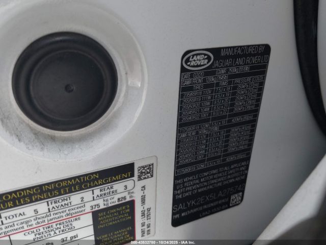 2020 LAND ROVER RANGE ROVER VELAR SALYK2EX5LA275742 Photo 8