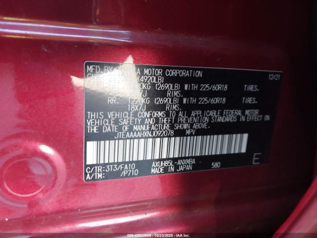 2022 TOYOTA VENZA JTEAAAAHXNJ092078 Photo 8