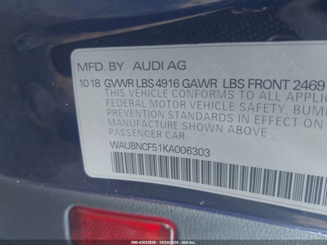 2019 AUDI A5 WAUBNCF51KA006303 Photo 8