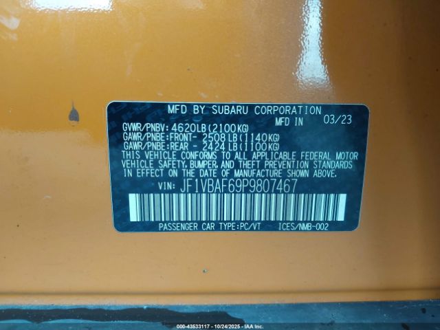 2023 SUBARU WRX JF1VBAF69P9807467 Photo 8