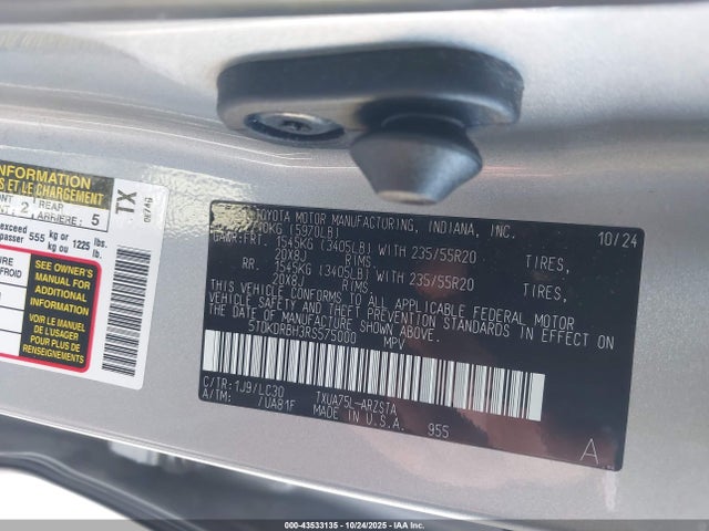 Toyota Highlander Xse 2024 5TDKDRBH3RS575000 Image 9