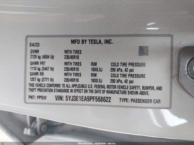 2023 TESLA MODEL 3 5YJ3E1EA9PF568622 Photo 8