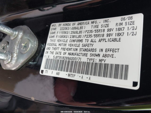 2009 ACURA RDX 5J8TB18299A000171 Photo 8