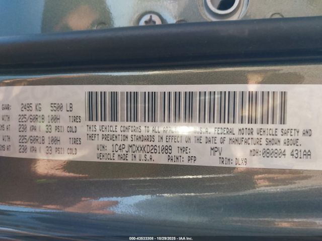 2019 JEEP CHEROKEE 1C4PJMDXXKD261089 Photo 8