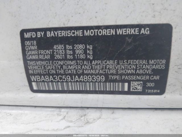 2018 BMW 320I WBA8A3C59JA489399 Photo 8