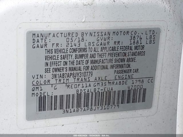 2018 NISSAN SENTRA 3N1AB7AP8JY310779 Photo 8