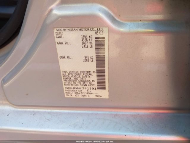 2019 NISSAN ALTIMA 1N4BL4BV6KC241391 Photo 8