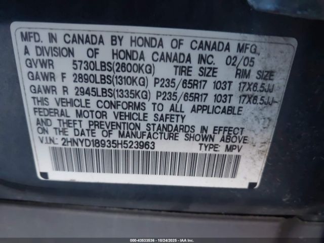 2005 ACURA MDX 2HNYD18935H523963 Photo 8