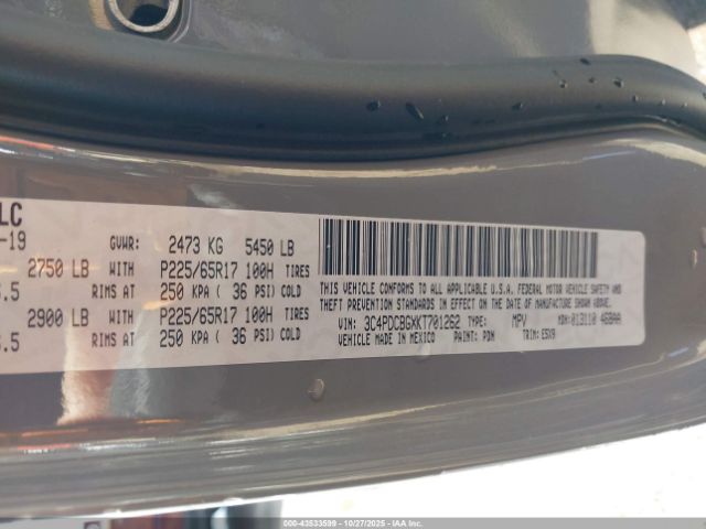 2019 DODGE JOURNEY 3C4PDCBGXKT701262 Photo 8