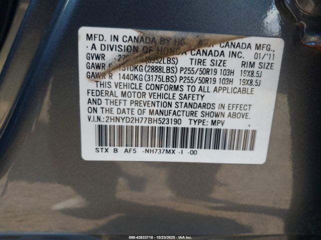 2011 ACURA MDX 2HNYD2H77BH523190 Photo 8