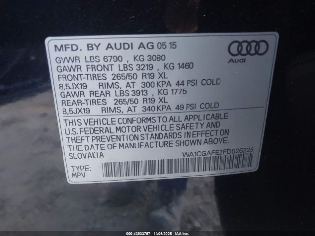 2015 AUDI Q7 WA1CGAFE2FD026225 Photo 8