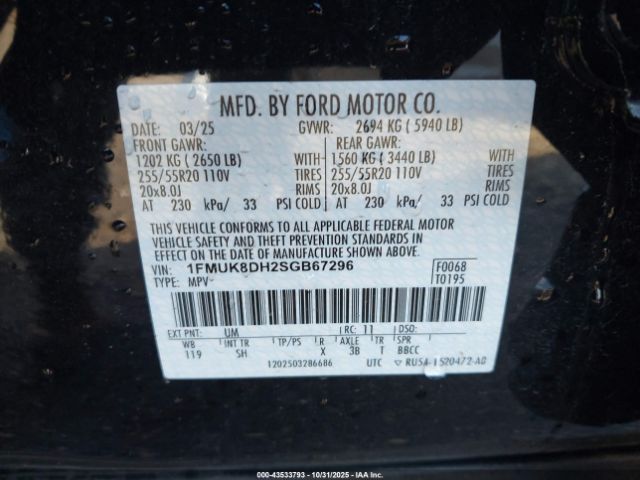 2025 FORD EXPLORER 1FMUK8DH2SGB67296 Photo 8