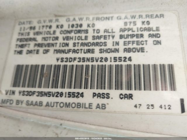 1997 SAAB 900 YS3DF35N5V2015524 Photo 8