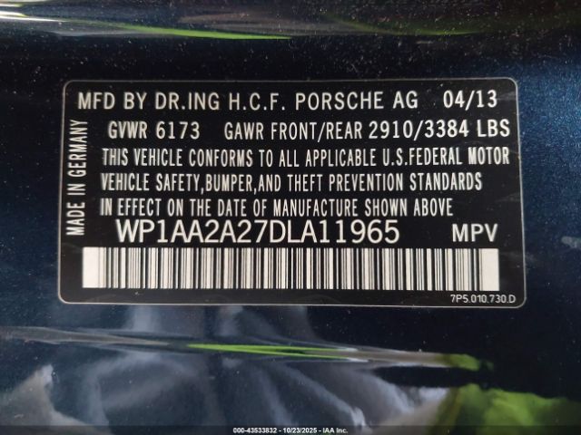 2013 PORSCHE CAYENNE WP1AA2A27DLA11965 Photo 8