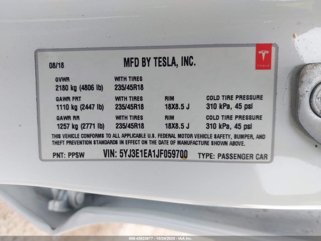 2018 TESLA MODEL 3 5YJ3E1EA1JF059700 Photo 8