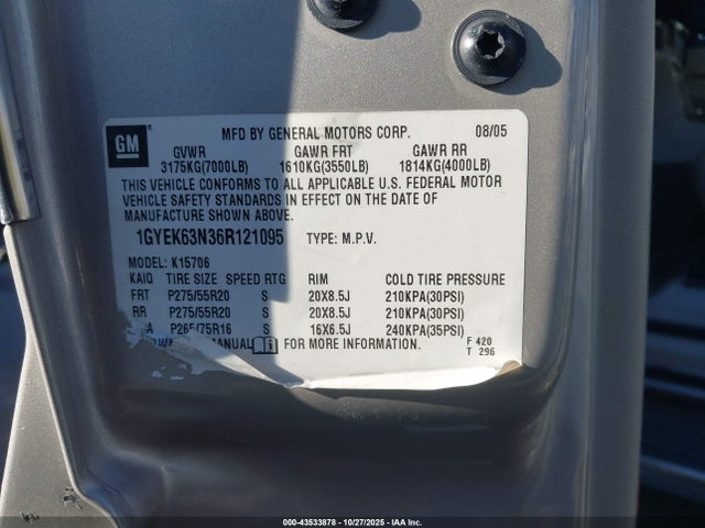 2006 CADILLAC ESCALADE 1GYEK63N36R121095 Photo 8