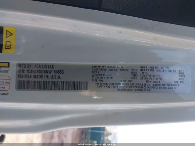 2022 JEEP WRANGLER UNLIMITED 1C4HJXDG6NW154653 Photo 8