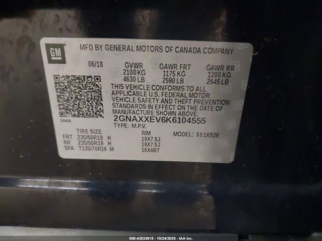 2019 CHEVROLET EQUINOX 2GNAXXEV6K6104555 Photo 8