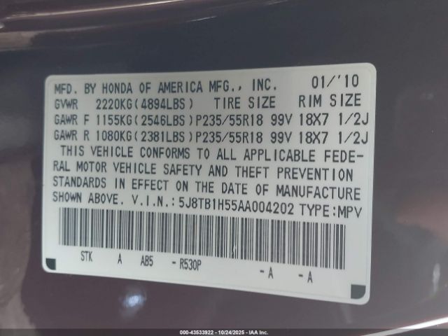 2010 ACURA RDX 5J8TB1H55AA004202 Photo 8