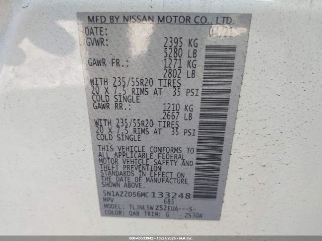2021 NISSAN MURANO 5N1AZ2DS6MC133248 Photo 8