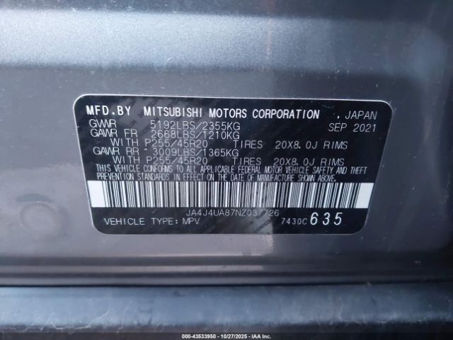 2022 MITSUBISHI OUTLANDER JA4J4UA87NZ037726 Photo 8