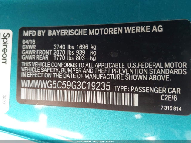 2016 MINI CONVERTIBLE WMWWG5C59G3C19235 Photo 8