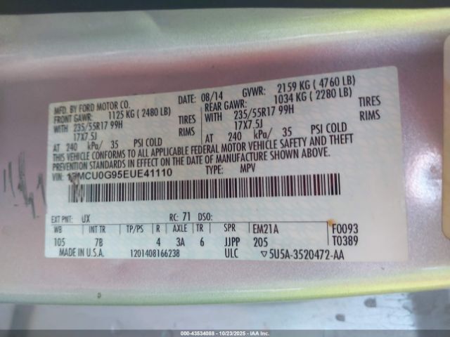 2014 FORD ESCAPE 1FMCU0G95EUE41110 Photo 8