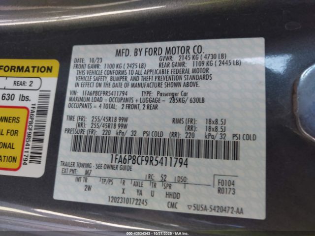 2024 FORD MUSTANG 1FA6P8CF9R5411794 Photo 8