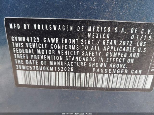 2019 VOLKSWAGEN JETTA 3VWC57BU0KM152025 Photo 8
