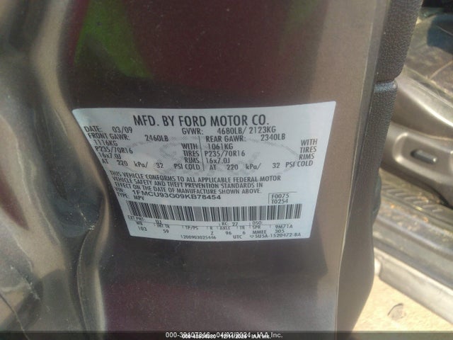 43534380 :رقم المزاد ، 1FMCU93G09KB78454 vin ، 2009 Ford Escape Xlt مزاد بيع