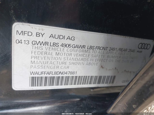 2013 AUDI A4 WAUFFAFL8DN047881 Photo 8