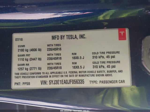 2018 TESLA MODEL 3 5YJ3E1EA0JF056335 Photo 8