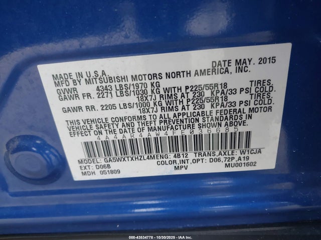 2015 MITSUBISHI OUTLANDER SPORT 4A4AR4AW4FE036685 Photo 8