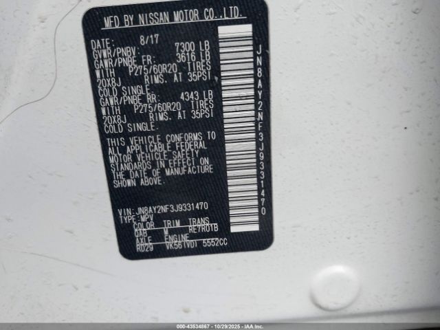 2018 NISSAN ARMADA JN8AY2NF3J9331470 Photo 8