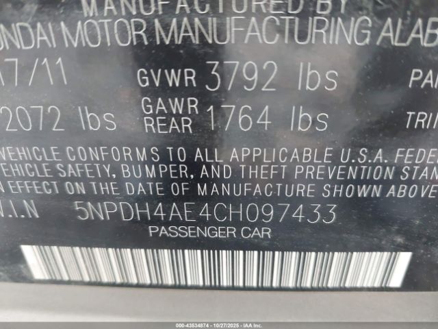 2012 HYUNDAI ELANTRA 5NPDH4AE4CH097433 Photo 8