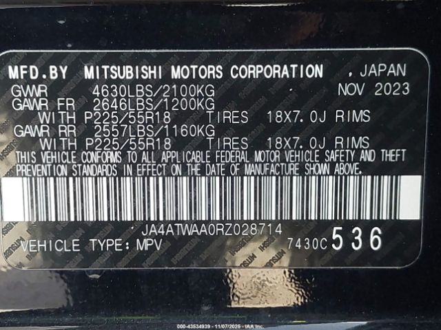 2024 MITSUBISHI ECLIPSE CROSS JA4ATWAA0RZ028714 Photo 8