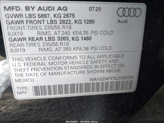 2020 AUDI Q5 WA1G2AFY7L2100725 Photo 8